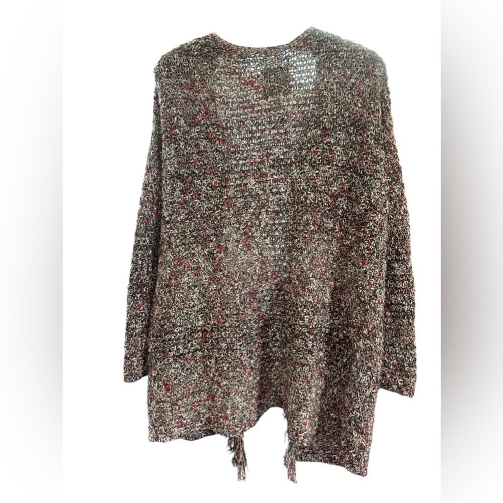 Joie Fringed Boho Open Front Chunky Cardigan Swea… - image 2